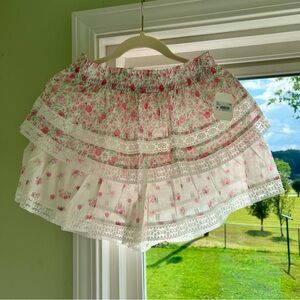 Pink floral layered ruffle Altar’d State skort coquette